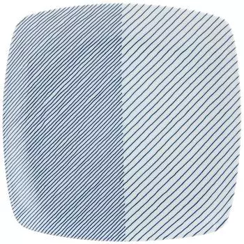 Hakusan Pottery Reverse Square Serving Plate Blue 27 x 27 x Overlapping Stripes KASANEJIMA Hasami Ware Made in Japan (Approx.) 4.3cm чёрный