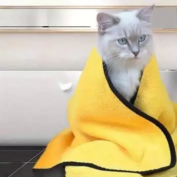 Халат для чистки собак и домашних животных Мягкое волокнистое полотенце для кошек Полотенце для домашних животных Удобные аксессуары Быстросохнущее полотенце для ванны Впитывающие аксессуары 60*40cm
