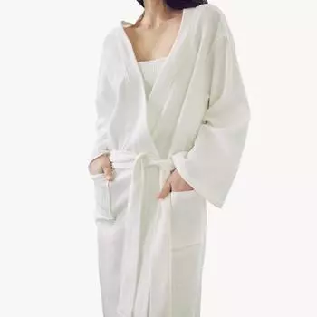 Халат для душа Dry Five Soft Cotton Waffle Cotton Hotel (Белый, Серый) White M