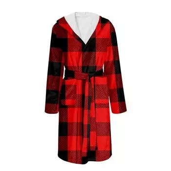 Халат для мужчин и женщин, фланелевый халат с принтом, впитывающая быстросохнущая хлопковая ночная рубашка XXL красный