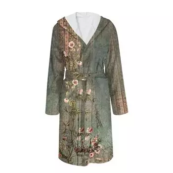 Халат для мужчин и женщин, фланелевый халат с принтом, впитывающая быстросохнущая хлопковая ночная рубашка L армия зеленый