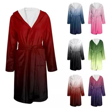 Халат для мужчин и женщин, фланелевый халат с принтом, впитывающая быстросохнущая хлопковая ночная рубашка L чёрный