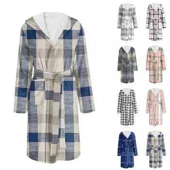 Халат для мужчин и женщин, фланелевый халат с принтом, впитывающая быстросохнущая хлопковая ночная рубашка L чёрный