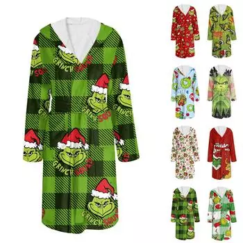 Халат для мужчин и женщин, фланелевый халат с принтом, впитывающая быстросохнущая хлопковая ночная рубашка XL