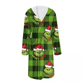 Халат для мужчин и женщин, фланелевый халат с принтом, впитывающая быстросохнущая хлопковая ночная рубашка S красный