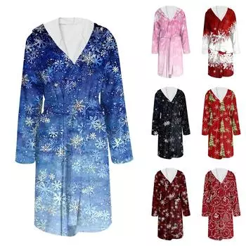 Халат для мужчин и женщин с рождественским принтом фланелевый халат впитывающий быстросохнущий хлопковый ночная рубашка XXL белый