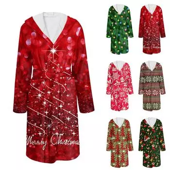 Халат для мужчин и женщин с рождественским принтом фланелевый халат впитывающий быстросохнущий хлопковый ночная рубашка L армия зеленый