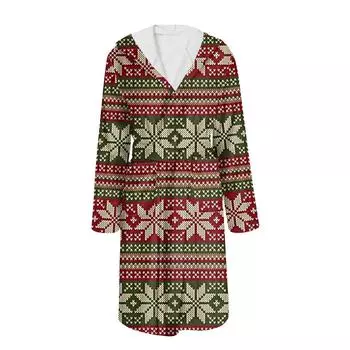 Халат для мужчин и женщин с рождественским принтом фланелевый халат впитывающий быстросохнущий хлопковый ночная рубашка S зелёный