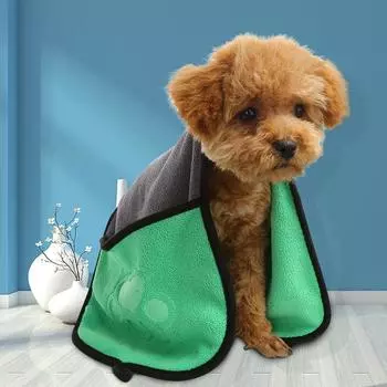 Халат для собак и кошек, быстросохнущее банное полотенце для домашних животных, быстро впитывающее воду, полотенце для домашних животных зелёный