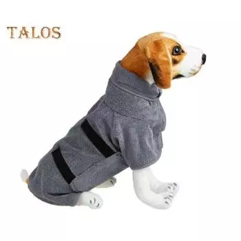 Халат для собак, суперабсорбирующий, быстросохнущий, полотенце для собак, регулируемое, из микрофибры, для сушки собак, халат для купания, прогулок в дождливую и холодную погоду XS серый