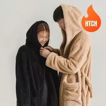 Халат флисовый для кемпинга Dry Five Heat Touch (Выберите 1 из 4 типов) (Темно-зеленый/бежевый/белый/черный) Black M
