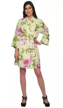 Халат с принтом Moomaya для девочек, халаты-кимоно для женщин, короткие 2XL зелёный