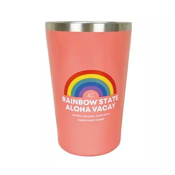 HALEIWA HAPPY MARKET Стакан для кофе в магазине у дома, 450 мл, подстаканник из нержавеющей стали, с вакуумной изоляцией, 2-х полосный, 450 мл, теплый/холодный (450мл, Апельсин)