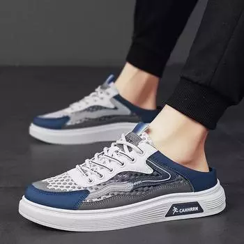 Half-drag board shoes men s one-pedal lazy shoes men s summer mesh men s shoes 2024 new trendy shoes students 39