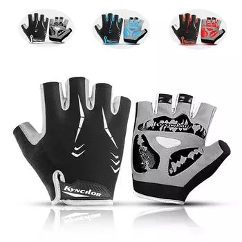 Half Finger Cycling Gloves Black Breathable Wear Resistant Thicken Shockproof Pads Nonslip MTB Bike Motorbike Gloves Men M