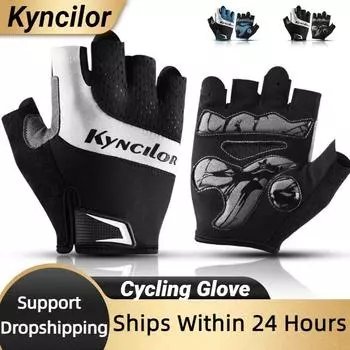 Half Finger Cycling Gloves Breathable Sweat Non-Slip MTB Gloves Fitness Gym Riding Motorcycle Gloves Men Mountaineering Camping M чёрный