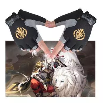 Half Finger Gloves Thin Broken Star Dome Railway High School Students Yinlang Peripheral Male Middle School Students Adolescent Girl Xier Joint Name Glove Jing Yuan (Gold icon) One size