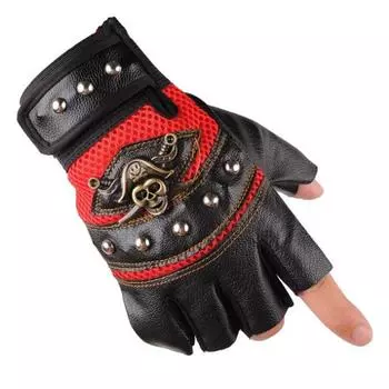 Half Finger Leather Gloves New Style Pirate Men and Women Outdoor Cycling Fitness Mountaineering Performance Exercise Sports Performance PU Gloves one size