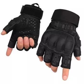 Half Finger Tactical Gloves Camouflage Anti-collision Shell Protective Exoskeleton Soft Leather Non Slip Wear Resistant Outdoor Sports Cycling Gloves M