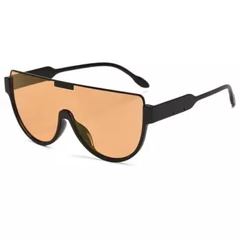 Half Frame Pilot Sunglasses Brown Large Frame One-Piece Sunglasses Personalized Uv Protection Glasses