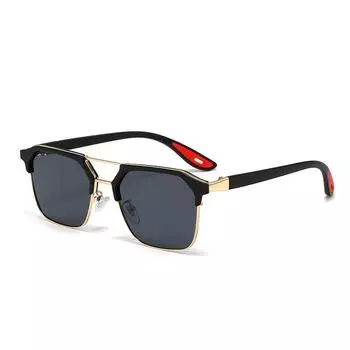 Half-Frame Polygonal Sunglasses Retro Sunglasses Driving Glasses No Degree Advanced Outdoor Sunshades