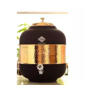 Half Hammered With Silk Finish Copper Water Pot In Black Color, Volume - 13 Ltr., 439 Ounce