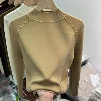 Half-high Collar Sweater Autumn and Winter Design Base Shirt Sweater for Women Fashionable Casual Loose Large Size Knitted Sweater S