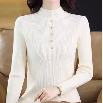 Half-high Collar Sweater Base Shirt Long-sleeved Perfect for Autumn and Winter Versatile and Fashionable Knitted Top S