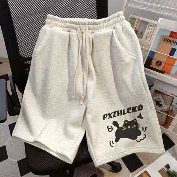 Half Length Summer Thin European and American Leisure Shorts White Gray S