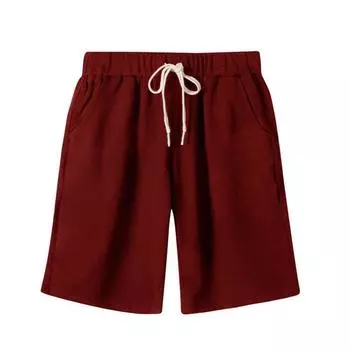Half Length Women s Summer Loose High Waist Thin Sports Shorts Burgundy S