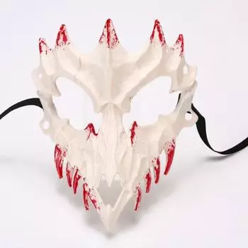 Half Mask Bloody Skull Mask Halloween Long Teeth Mask Steampunk Christmas Style J