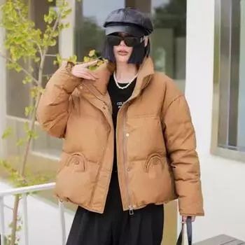 Half round pocket 90 down 2024 winter new loose fashion thickened white duck down bread jacket down jacket women M size 90-60kg белый