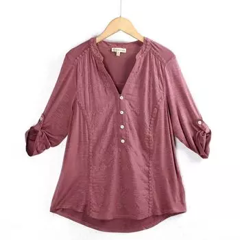 Half Sleeve Autumn Jacquard Stitching Thin and Comfortable Embroidery Purple XS