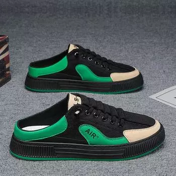 Half slippers men s summer 2024 new trend mesh surface breathable non-slip wear-resistant lazy without heel hole bag head drag 39