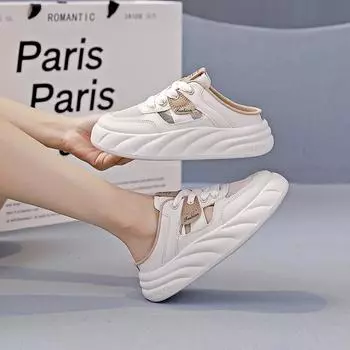 Тапочки женские полутапочки 2024 года новые летние ажурные с одной педалью верхняя одежда сумка голова крутые тапочки женские CY 35