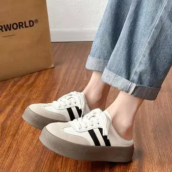 Half slippers women s summer wear new super fire thick-soled bag head slippers lazy one-pedal shoes half-tray women s shoes 35