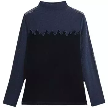 Half Turtleneck T-shirt Top for Women In Autumn and Winter New Slim Temperament Mother Wearing Long-sleeved Mesh Base Shirt M синий