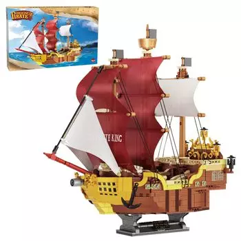 Hallisun Block Set Building Assembling Pirate Ship Модель пиратского корабля Миниатюрная игрушка Миниатюрный кирпичный кирпич для взрослых детей мальчиков девочек 8 лет