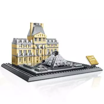 Hallisun Building House Blocks Paris Louvre Museum Building Blocks Toys Обычный размер кирпича Знаменитая мировая архитектура Конструктор Хобби Рождество
