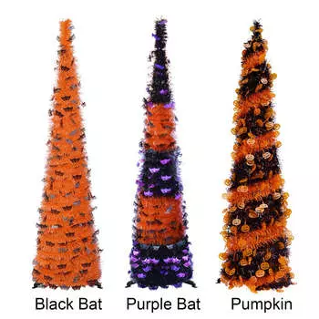 Хэллоуин 1,5 м Оранжевый Шипр складная новогодняя елка Тыква Двухцветная Маятниковая елка - Оранжевая Летучая мышь