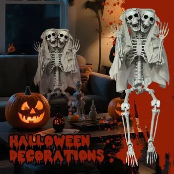 Хэллоуин 1,65 м Скелет Симуляция Человеческий Пластиковый Скелет Реквизит для Дома с Привидениями Скелет Украшение One Size белый