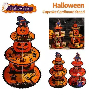 Хэллоуин 3 слоя 3D кекс стенд украшение стола десерт дисплей тарелка еда дисплей кексы башня для клубной вечеринки украшения
