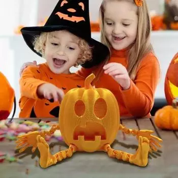 Хэллоуин 3D печатная фигурка тыквы Posable тыква Непоседа игрушка подвижная фигурка тыквы украшение для рабочего стола орнамент фестиваль подарок C золотистый