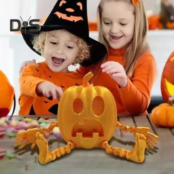 Хэллоуин 3D печатная фигурка тыквы Posable тыква Непоседа игрушка подвижная фигурка тыквы украшение для рабочего стола орнамент фестиваль подарок C золотистый