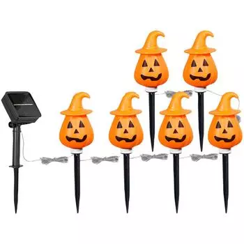 Хэллоуин 6 шт. Тыква на батарейках Уличная для Хэллоуина Сад Двор Украшение One Size