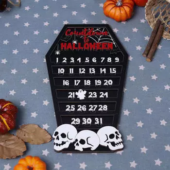 Хэллоуин Адвент-календарь Подарок Поделки Знак Дерево Декоративный Настольный 31 день для вечеринки