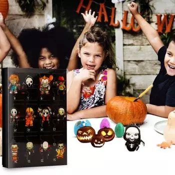Хэллоуин Адвент Календарь Ужасные Фигурки Адвент Календарь Слепая Коробка 24 Призрачные Куклы Игрушки Хэллоуин Календарь Обратного Отсчета Для Детей чёрный