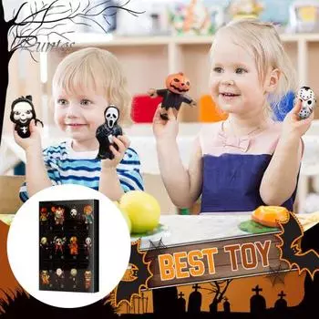 Хэллоуин Адвент Календарь Ужасные Фигурки Адвент Календарь Слепая Коробка 24 Призрачные Куклы Игрушки Хэллоуин Календарь Обратного Отсчета Для Детей чёрный