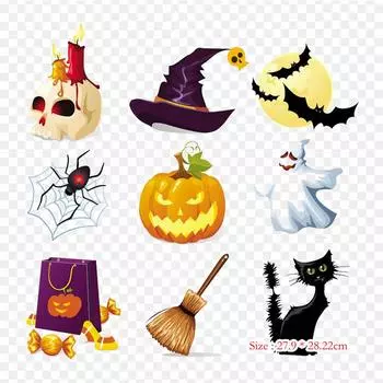 Хэллоуин элементы бесплатно Джек Скеллингтон Хэллоуин утюг на теплопередаче печать виниловые нашивки наклейки для одежды DIY аппликации моющиеся патчи