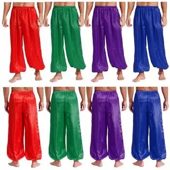 Хэллоуин Арабский принц Ролевая игра Сказки Косплей Костюм для танца живота Золотая отделка Шаровары Свободные штаны Бал-маскарад S бордовый